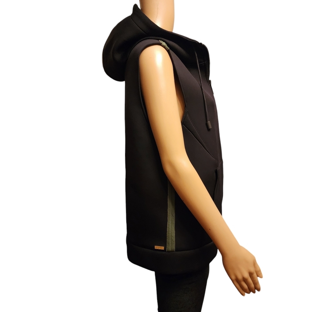 Alala Black Hooded Paneled Zip Vest with Olive Trim - Picture 5 of 16